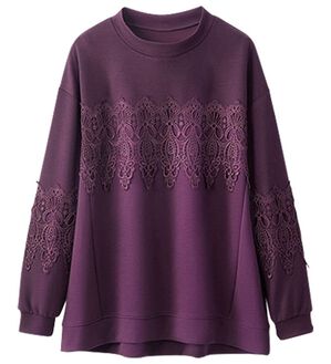 BELLUNA（ベルーナ）の「モチーフレース使いハイネックプルオーバー（カットソー）」｜ワイン