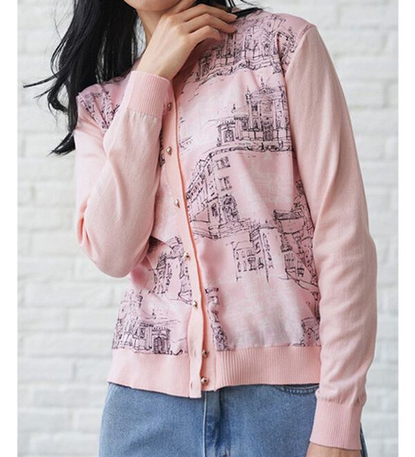 RANAN（ラナン）の「スカーフプリントニットカーディガン（ニットカーディガン）」｜詳細画像