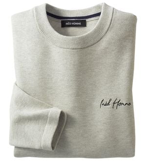 「＜イネド　オム＞もっちリッチニット（メンズトレーナー）」｜シルバーグレー