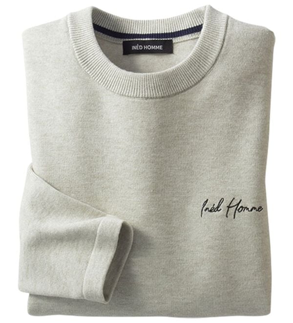 「＜イネド　オム＞もっちリッチニット（メンズトレーナー）」｜シルバーグレー