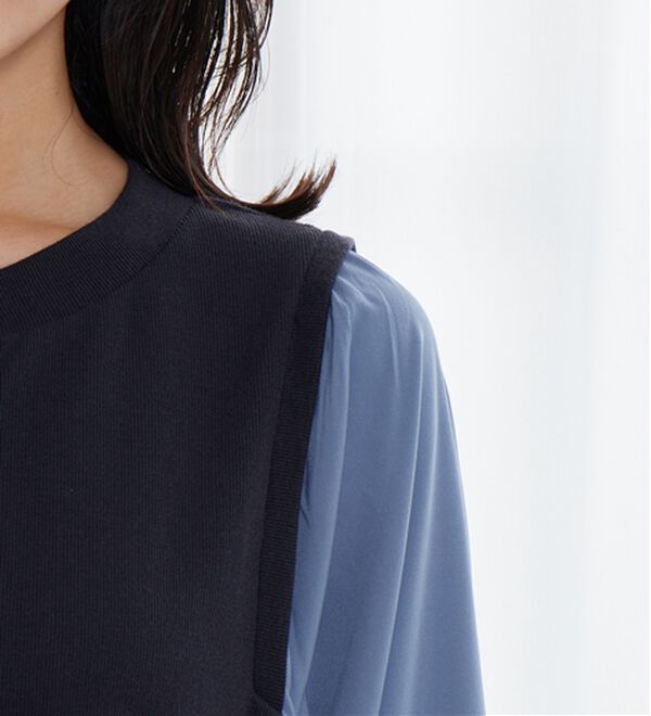 BELLUNA（ベルーナ）の「ヘンリーネック袖切替デザインワンピース（その他ワンピース）」｜詳細画像
