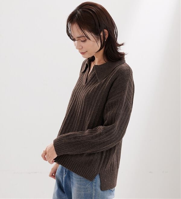 BELLUNA（ベルーナ）の「スキッパー衿編地変化ニットプルオーバー（ニット・セーター）」｜詳細画像