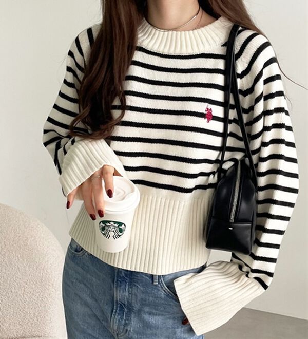 GeeRA（ジーラ）の「【ＵＳ．ＰＯＬＯ　ＡＳＳＮ】ショート丈ニット（ニット・セーター）」｜詳細画像