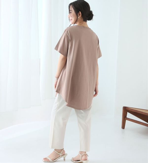 A HAPPY MARILYN（アハッピーマリリン）の「【Ｌ～９Ｌ】まるで魔法のお腹カバー、綿１００％裾フレアＴシャツ。（Tシャツ）」｜詳細画像