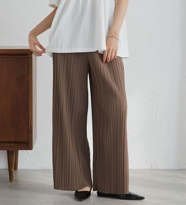 RANAN（ラナン）の「【セルフカットOK】ひんやりセミワイドプリーツパンツ（フルレングスパンツ）」｜詳細画像