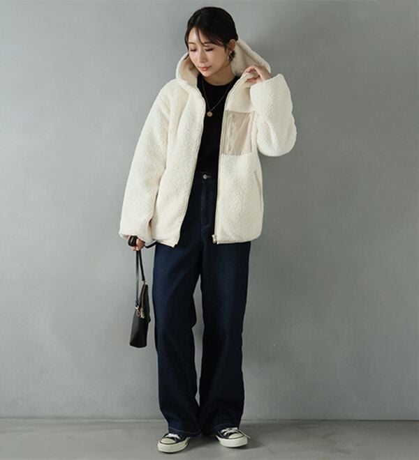 A HAPPY MARILYN（アハッピーマリリン）の「【Ｌ～８Ｌ】中綿入りボアフードブルゾン（ブルゾン）」｜詳細画像