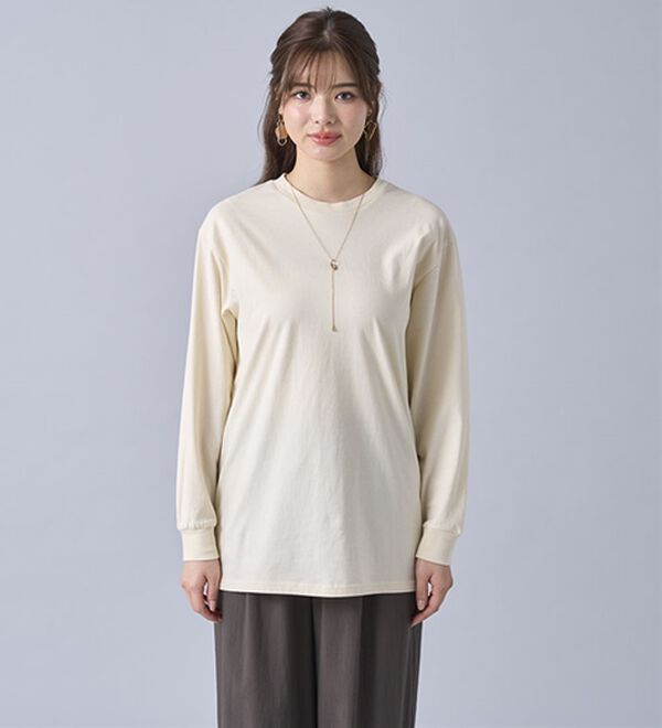 BELLUNA（ベルーナ）の「強撚綿１００％長袖プルオーバー（カットソー）」｜詳細画像