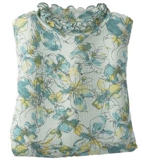 BELLUNA（ベルーナ）の「楊柳素材プリントハイネックプルオーバー（カットソー）」｜水彩柄(グリーン)