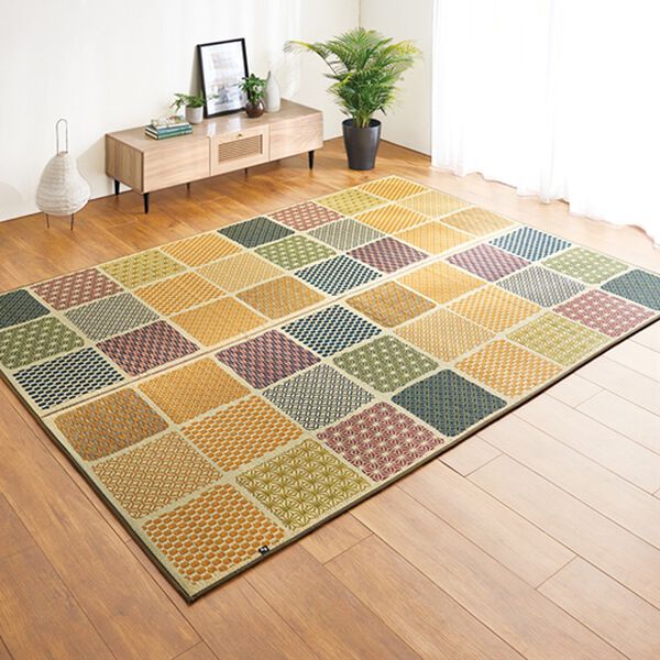 「純国産　和モダンい草ラグ（い草ラグ）」｜和紋グリーン