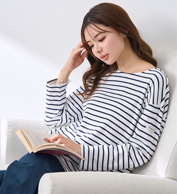 BELLUNA（ベルーナ）の「 ＜＆ｃｏｃｏｃｈｉ＞ハピネスコットン１００％ボーダープルオーバー（カットソー）」｜詳細画像