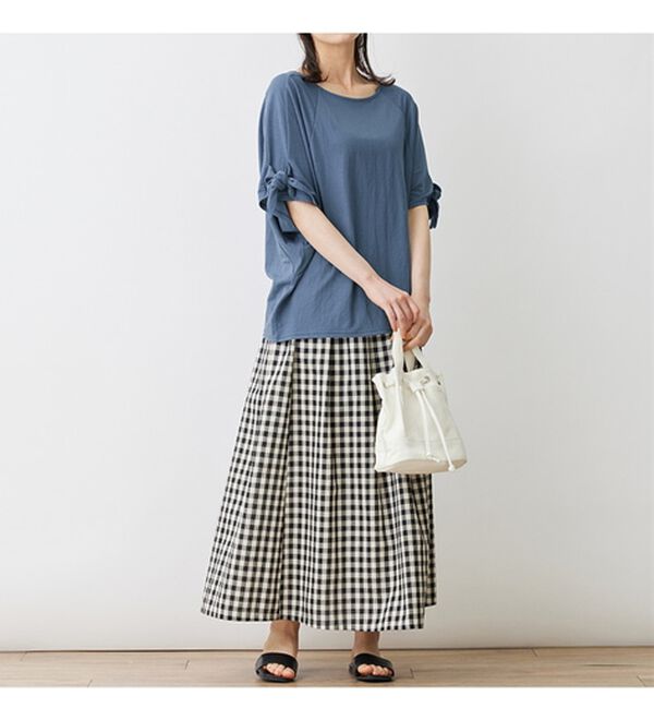 Viola e Viola（ヴィオラ エ ヴィオラ）の「ひんやり冷感袖リボントップス（カットソー）」｜詳細画像