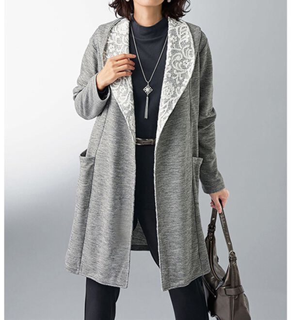 BELLUNA（ベルーナ）の「ボンディングレース素材カットソーフードジャケット（その他ジャケット）」｜詳細画像