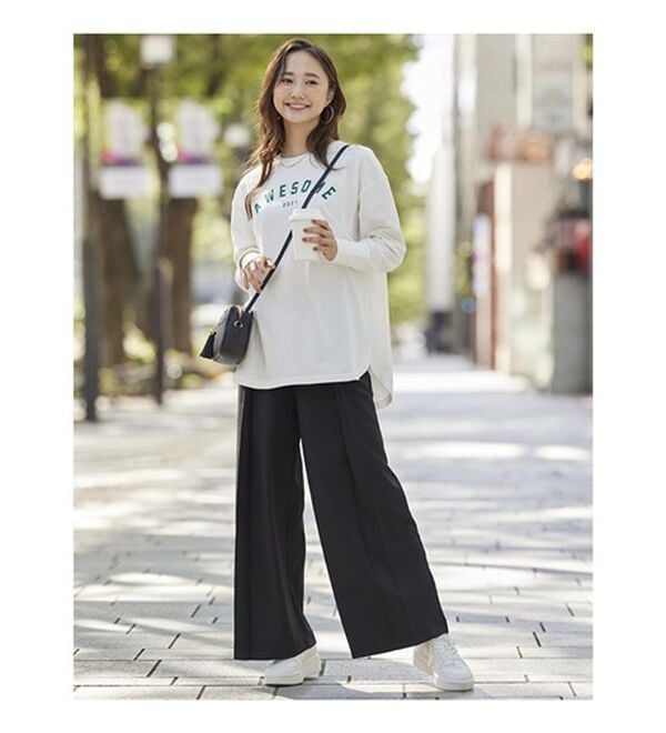 BELLUNA（ベルーナ）の「よれにくい！大人のロゴロングＴシャツ（カットソー）」｜詳細画像