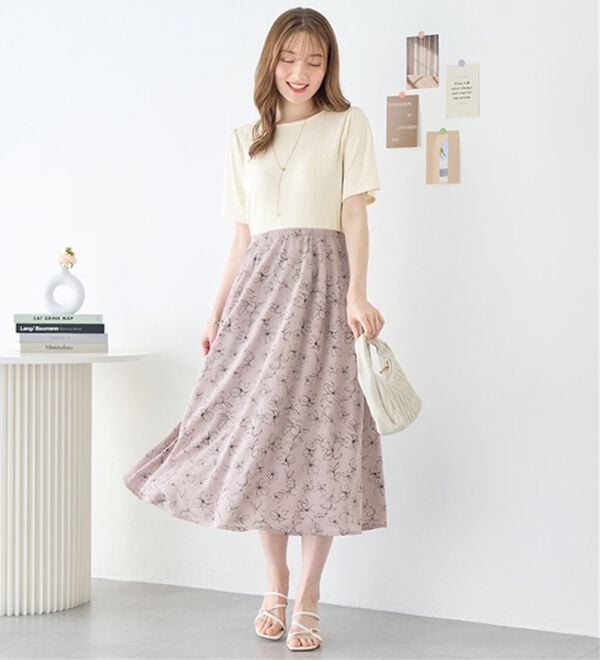 alotta（アロッタ）の「楽キレイ異素材ドッキングワンピース（ドッキングワンピース）」｜詳細画像