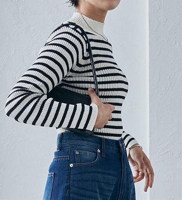 RANAN（ラナン）の「もちもちリブパイピングハイネックニット（ニット・セーター）」｜詳細画像