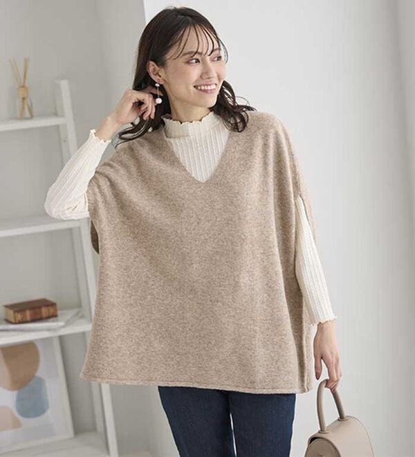 BELLUNA（ベルーナ）の「インナーに合わせるウール入りニットベスト（ベスト）」｜詳細画像