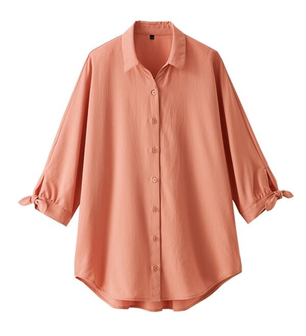 BELLUNA（ベルーナ）の「【吸水速乾】イージーケア！袖リボンシャツチュニック（チュニック）」｜詳細画像