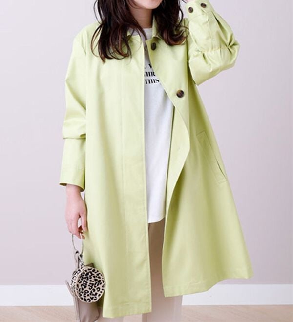 BELLUNA（ベルーナ）の「防風仕様ステンカラーコート（ロングコート）」｜グリーン