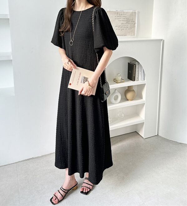 GeeRA（ジーラ）の「ボリューム袖楽ちん表面感ワンピース（カットソーワンピース）」｜詳細画像