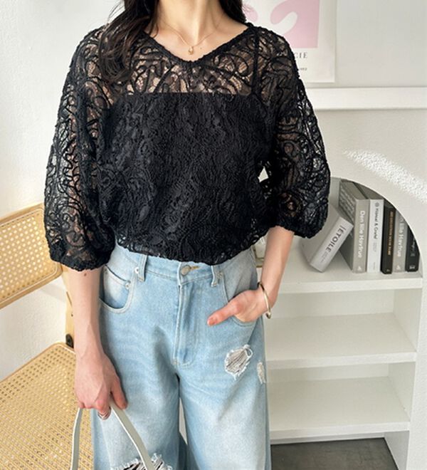 GeeRA（ジーラ）の「前後２ＷＡＹコードシアーレースプルオーバー（ブラウス）」｜詳細画像