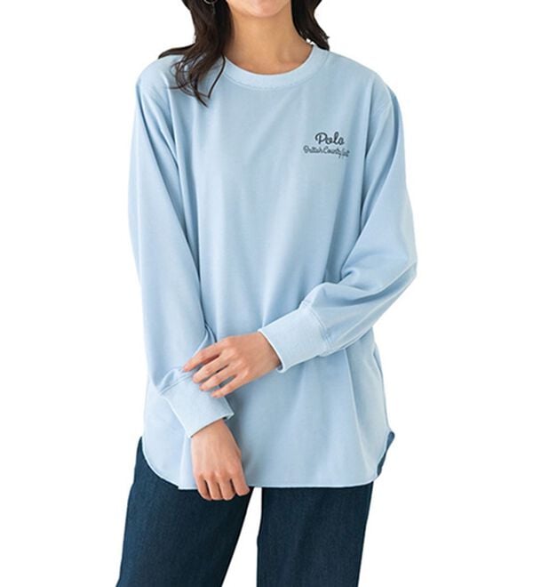 BELLUNA（ベルーナ）の「【ＰＯＬＯ　ＢＣＳ】ミニ裏毛素材デザイントップス（カットソー）」｜ブルーグレー