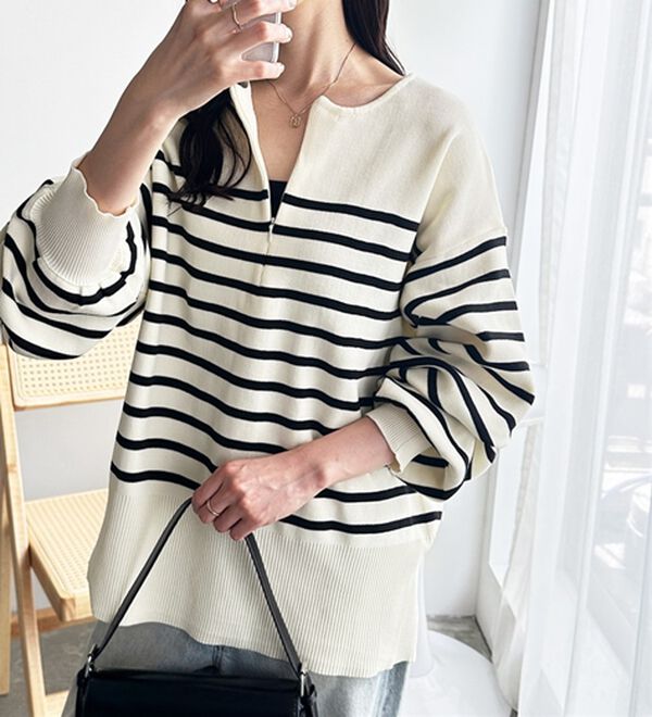 GeeRA（ジーラ）の「ハーフジップニットプルオーバー（ニット・セーター）」｜詳細画像