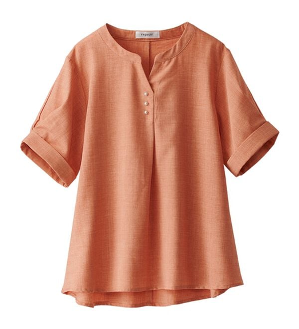 BELLUNA（ベルーナ）の「麻調合繊パール付タックデザインブラウス（ブラウス）」｜詳細画像