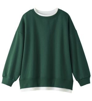 Viola e Viola（ヴィオラ エ ヴィオラ）の「あったか裏起毛レイヤード風デザインゆるトップス（カットソー）」｜グリーン