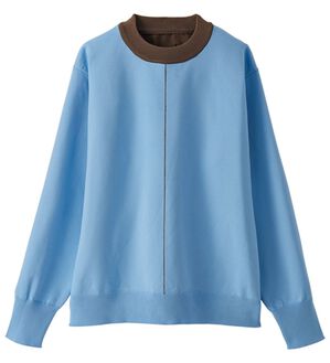 BELLUNA（ベルーナ）の「配色ラインニットプルオーバー（ニット・セーター）」｜ブルー系