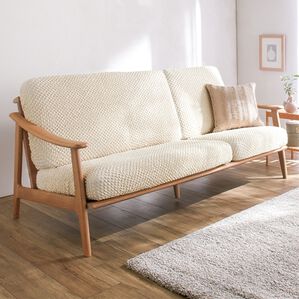 iellio（イエリオ）の「イタリア製ソファカバー（分割タイプ）＜１人掛・２人掛・３人掛・綿混・洗濯可能＞（ソファーカバー）」｜アイボリー