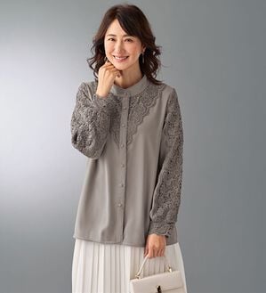 ケミカルレース使い立衿デザインブラウス - ベルーナ【公式】