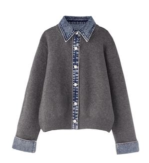 BELLUNA（ベルーナ）の「【重ね着風】デニム&times;ニット切替ジャケット（その他ジャケット）」｜杢チャコール