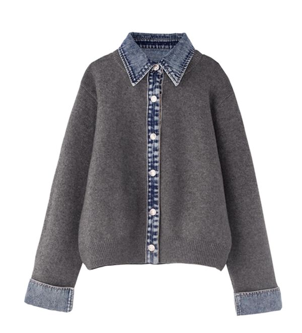 BELLUNA（ベルーナ）の「【重ね着風】デニム&times;ニット切替ジャケット（その他ジャケット）」｜杢チャコール