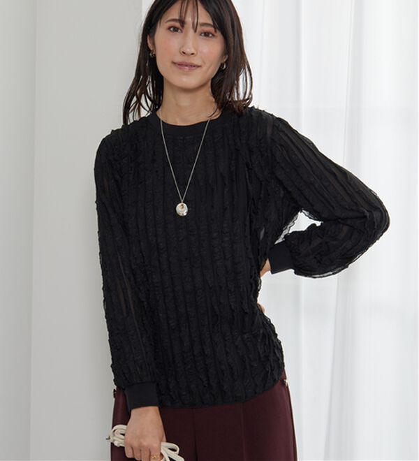 BELLUNA（ベルーナ）の「フリルジャカード素材プルオーバー（カットソー）」｜詳細画像