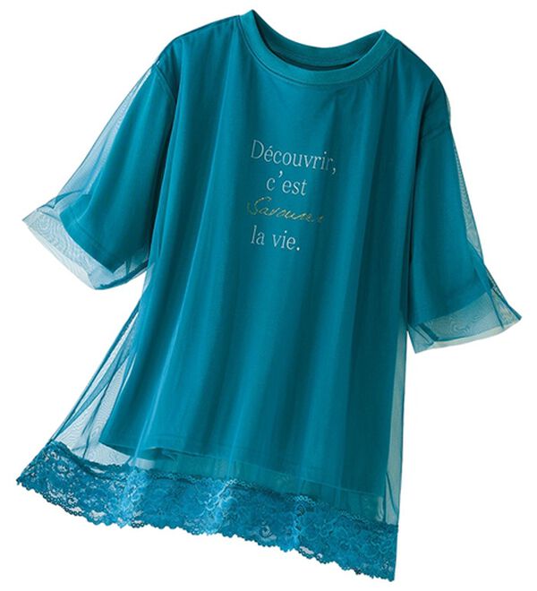 BELLUNA（ベルーナ）の「チュール重ね裾レースデザインプルオーバー（カットソー）」｜詳細画像