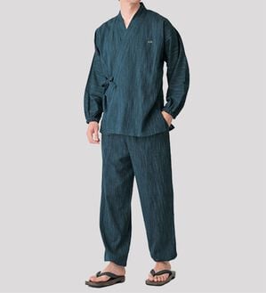 「＜クロコダイル＞ざっくり木綿の綿１００％お洒落作務衣（メンズ和装・浴衣・和装グッズ）」｜詳細画像