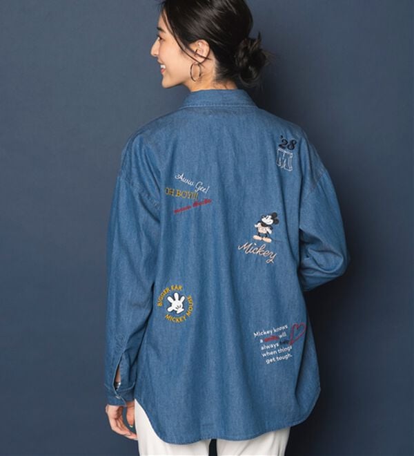 BELLUNA（ベルーナ）の「＜Ｄｉｓｎｅｙ＞【ミッキー】飛ばし刺しゅうデニムシャツジャケット（シャツ）」｜詳細画像