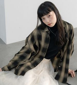 BELLUNA（ベルーナ）の「サラッと軽い！チェック柄シャツ（シャツ）」｜黒系