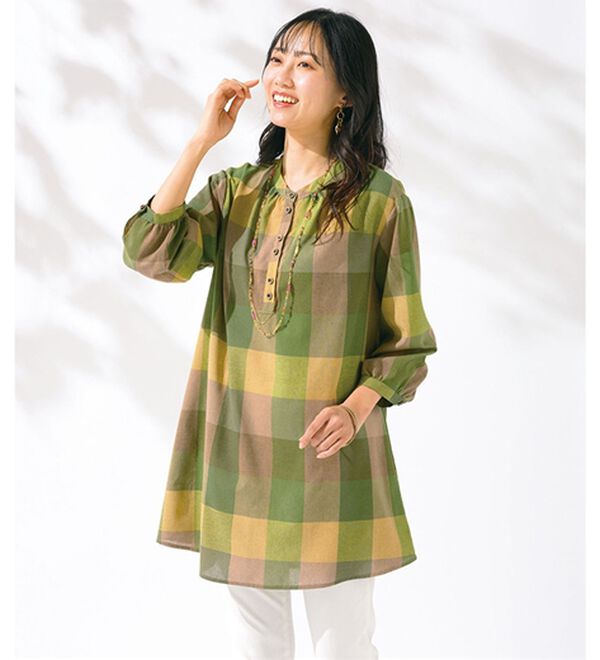 ルフラン（ルフラン）の「【３色組】さらり快適。ビッグチェック柄ブラウス（ブラウス）」｜詳細画像