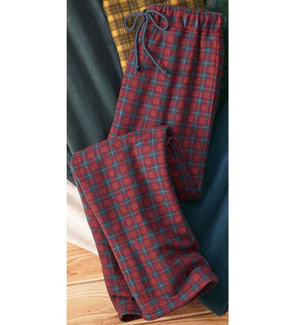 LAVIENNE（ラヴィエンヌ）の「肌側綿１００％あったかフリースボトム（パジャマ・ルームウェア）」｜レッド系チェック