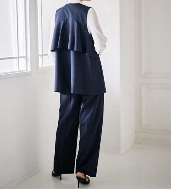 RANAN（ラナン）の「【２点セット】洗える！多機能バックフリルベストセットアップ（パンツスーツ）」｜詳細画像