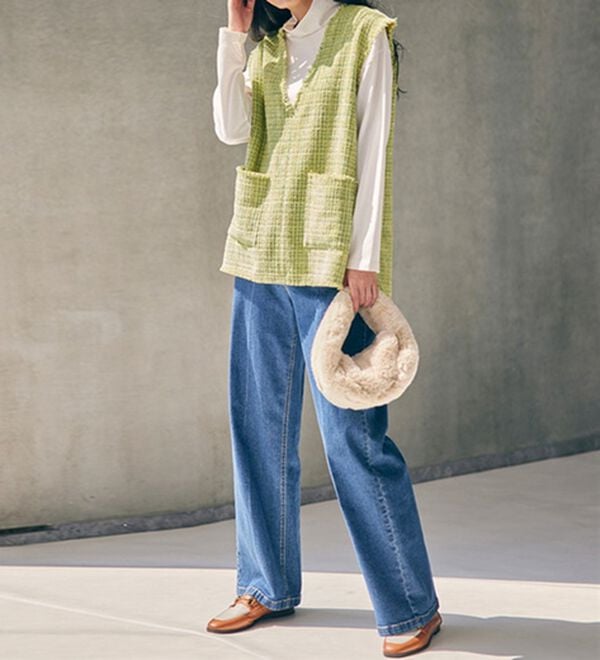 RANAN（ラナン）の「深Ｖツイードベスト（チュニック）」｜詳細画像