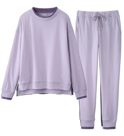 YU'NOW（ユナウ）の「【上下２点セット】レイヤード風プルオーバーセット（パジャマ・ルームウェア）」