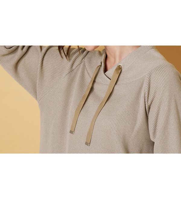 BELLUNA（ベルーナ）の「あぜ調裏起毛素材ワイドネックチュニック（チュニック）」｜詳細画像