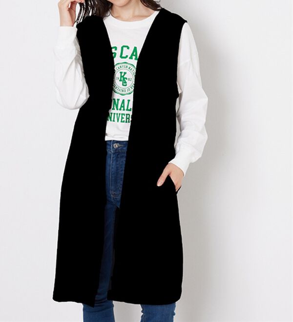 BELLUNA（ベルーナ）の「ドロスト使いポケット付ロングジレ（ジレ）」｜詳細画像