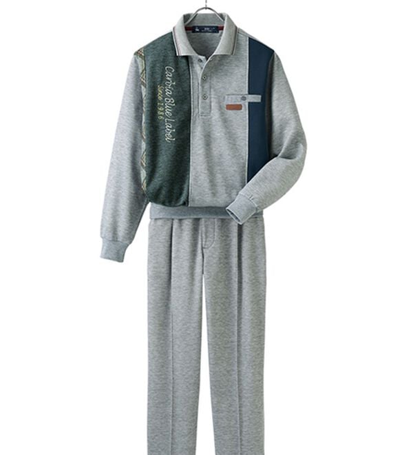 「【２着組】＜カルビア＞こだわりデザインのリラックスホームスーツ（メンズルームウェア）」｜詳細画像