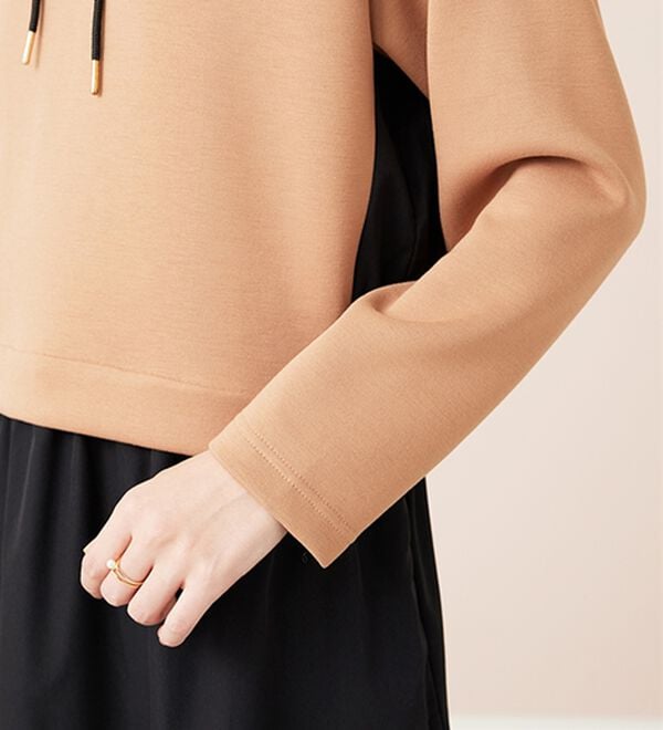BELLUNA（ベルーナ）の「異素材切替ドロスト使いワンピース（その他ワンピース）」｜詳細画像