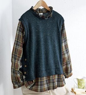 BELLUNA（ベルーナ）の「カラーネップ素材重ね着風プルオーバー（カットソー）」｜詳細画像