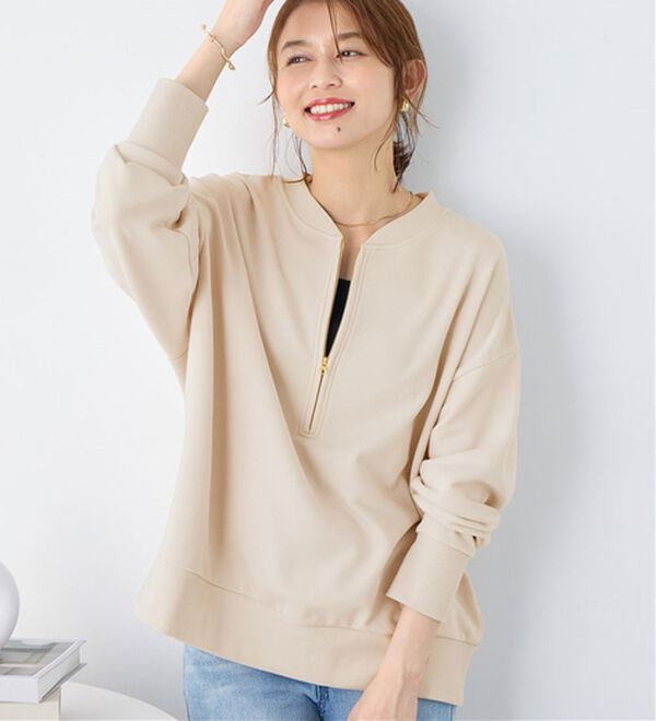 Viola e Viola（ヴィオラ エ ヴィオラ）の「抜け感！ハーフジップ大人スウェット（トレーナー・スウェット）」｜グレージュ