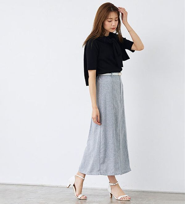 Pierrot（ピエロ）の「【洗濯機で洗える】多機能ニット５分袖トップス（ニット・セーター）」｜詳細画像